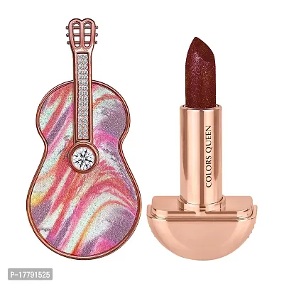 Colors Queen Glitter Lipstick Rockstar Non Transfer, Matte Finish, Smudge Proof, Water Proof, 12 hr Stay Sepia Brown (3g)-thumb3