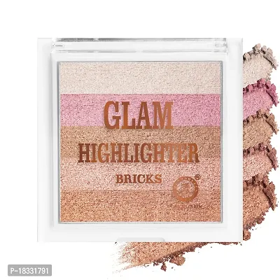 Classic Glam Highlighter For Face Makeup |Highly Pigmented Powder Highlighter Makeup | Multi Color Face Highlighter Palette - Shade- 7, 12G-thumb0