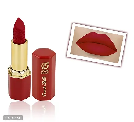 Colors Queen French Matte Lipstick (Rich Red) With Soft Kajal-thumb2