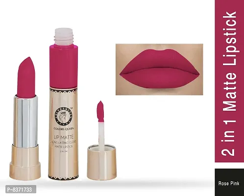 Colors Queen 2 in 1 Long Lasting Matte Lipstick (Indian Maroon + Rose Pink) Pack of 2-thumb3