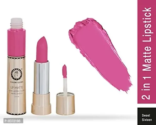 Colors Queen 2 in 1 Long Lasting Matte Lipstick (Sweet Sixteen) With Soft Kajal-thumb2