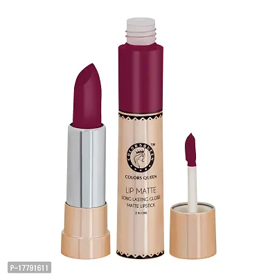 Colors Queen 2 in 1 Matte Lipstick Lip Matte Long Lasting Gloss, Waterproof, Non Transferable Deep Raspberry (8 Gram)-thumb3