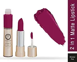 Colors Queen 2 in 1 Long Lasting Matte Lipstick (Shimmer Pink) With Soft Kajal-thumb1