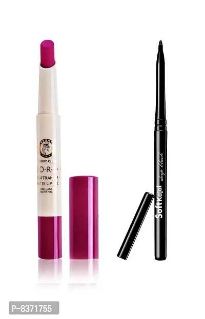 Colors Queen Non Transfer Matte Lipstick (Magenta) with soft Kajal