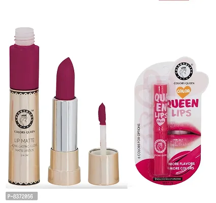 Colors Queen Long Lasting Matte Lipstick (Glam) With Lip Balm