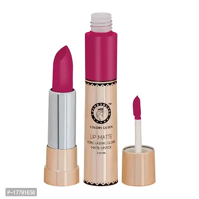 Colors Queen 2 in 1 Matte Lipstick Lip Matte Long Lasting Gloss, Waterproof, Non Transferable Coral Pink (8 Gram)-thumb3