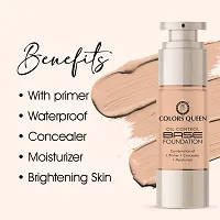 Colors Queen Oil Control Base Foundation Combination of Primer, Concealer and Moisturizer, Skin Brightening Liquid Foundation Water Resistant with Dewy Finish Foundation for Face Makeup (Natural, 30ml)-thumb4