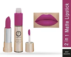 Colors Queen 2 in 1 Long Lasting Matte Lipstick (Neon Pink + Deep Magenta) Pack of 2-thumb2