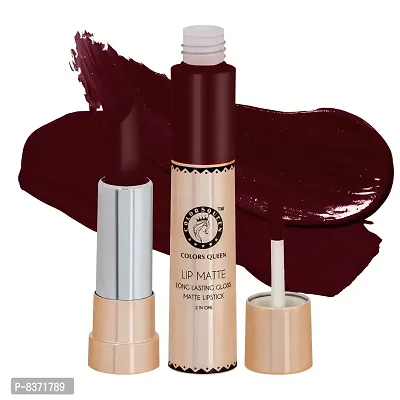 Colors Queen 2 in 1 long Lasting Matte Lipstick, Matte Finish - Indian Maroon