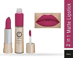 Colors Queen 2 in 1 Long Lasting Matte Lipstick (Cherry + Glam) Pack of 2-thumb3