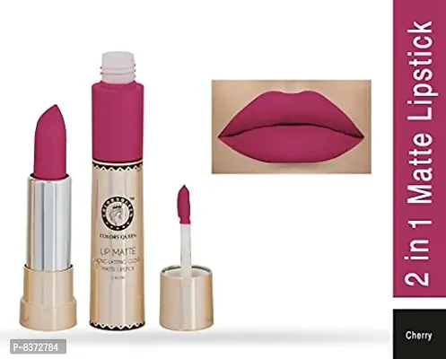 Colors Queen 2 in 1 Long Lasting Matte Lipstick (Cherry + Glam) Pack of 2-thumb4