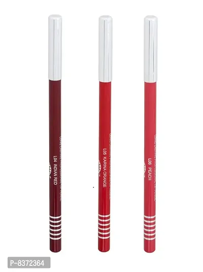 Colors Queen Long Lasting Professional Definer Lip Liner Pencil (Indian Red + Karina Orange + peach) Combo3-thumb0