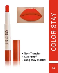 Colors Queen Non Transfer Long Lasting Matte Lipstick (Coral Orange) With Lip Pencil-thumb1