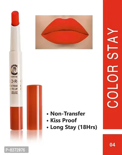 Colors Queen Non Transfer Long Lasting Matte Lipstick (Coral Orange) With Lip Pencil-thumb2