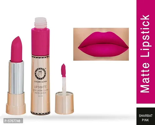 2-In-1 Long Lasting Matte Lipstick (Sharbati Pink)-thumb0