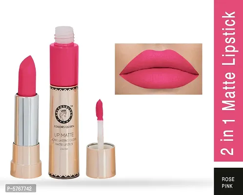 2-In-1 Long Lasting Matte Lipstick (Rose Pink)
