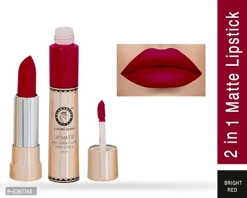 2-In-1 Long Lasting Matte Lipstick (Bright Red)