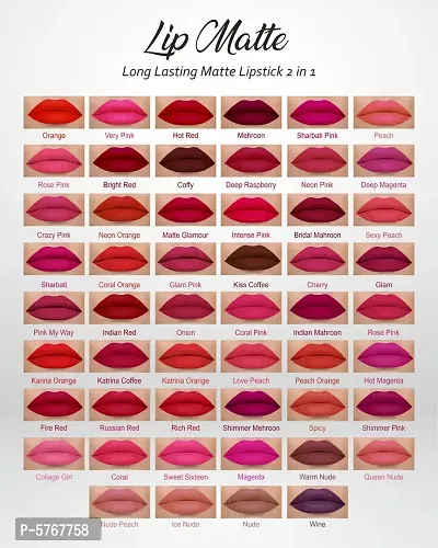 2-In-1 Long Lasting Matte Lipstick (Cherry)-thumb4