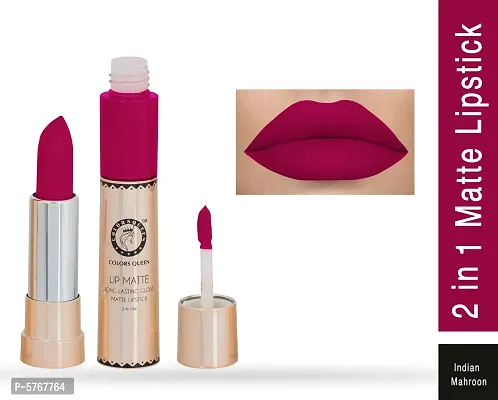 2-In-1 Long Lasting Matte Lipstick (Indian Mehroon)-thumb0