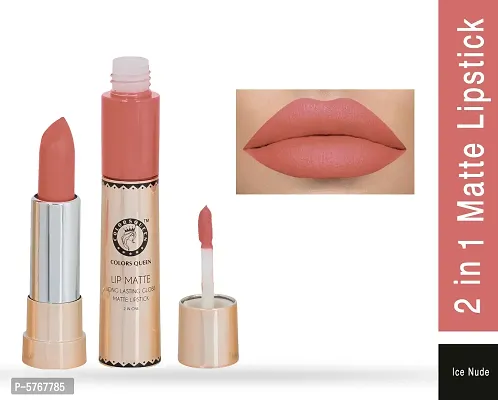 2-In-1 Long Lasting Matte Lipstick (Ice Nude)