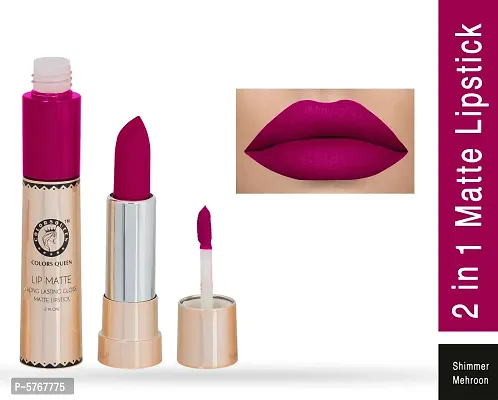 2-In-1 Long Lasting Matte Lipstick (Shimmer Mehroon)
