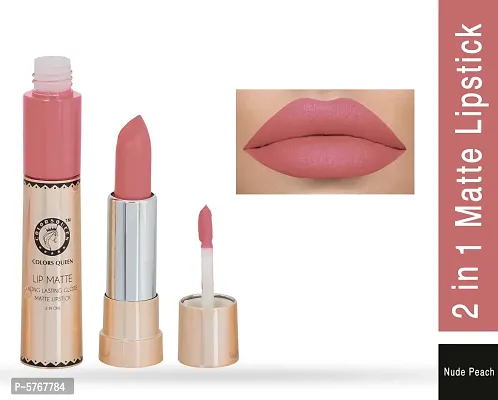 2 In 1 Long Lasting Matte Lipstick Nude Peach Makeup Lips-thumb0