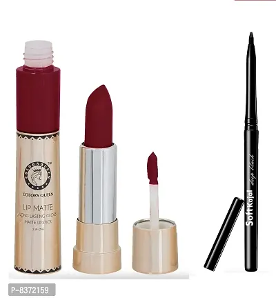 Colors Queen 2 in 1 Long Lasting Matte Lipstick (Katrina Coffee) With Soft Kajal