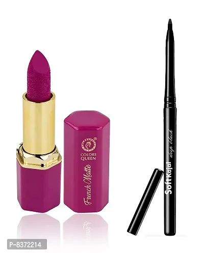 Colors Queen French Matte Lipstick (Glam Pink) With Soft Kajal