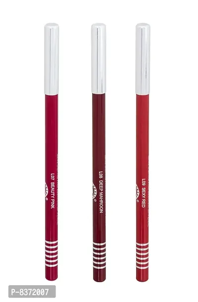 Colors Queen Long Lasting Professional Definer Lip Liner Pencil (Combo of 3) Matte Finish - Multicolor