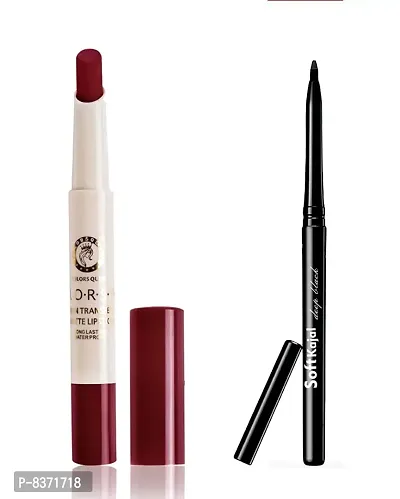 Colors Queen Non Transfer Matte Lipstick (Bridal Maroon) with soft Kajal