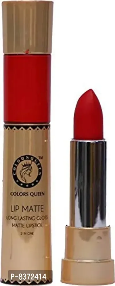 COLORS QUEEN 2 In 1 Matte Lip Gloss 10 ml and Lipstick Bride Red 2.5 gm-thumb5