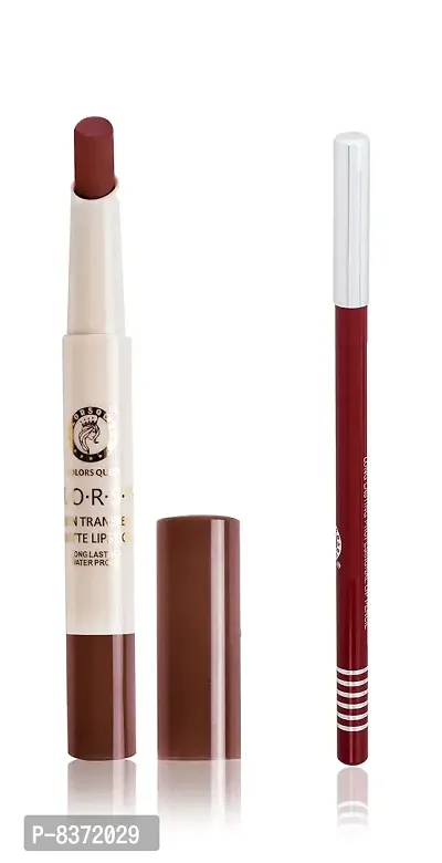 Colors Queen Non Transfer Long Lasting Matte Lipstick (Maroon)With Lip Pencil-thumb0