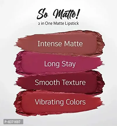 Colors Queen 2 in 1 Long Lasting Matte Lipstick (Pink My Way + Indian Red) Pack of 2-thumb2