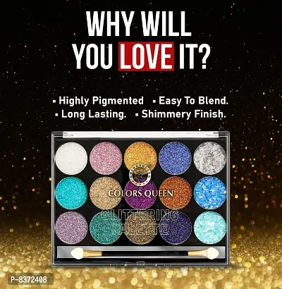 COLORS QUEEN Glittering Palette 15 Colors With Brush (Shimmer Palette)-thumb3