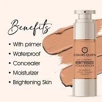 Colors Queen Oil Control Base Foundation Combination of Primer, Concealer and Moisturizer, Skin Brightening Liquid Foundation Water Resistant with Dewy Finish Foundation for Face Makeup (Golden Beige, 30ml)-thumb4