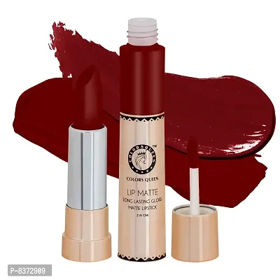 Colors Queen Lip Matte 2 IN 1 Long Lasting matte Lipstick (Rich Red)