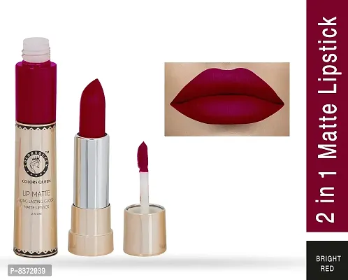 Colors Queen Long Lasting Matte Lipstick (Bright Red) With Lip Balm-thumb2