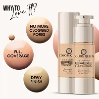 Colors Queen Oil Control Base Foundation Combination of Primer, Concealer and Moisturizer, Skin Brightening Liquid Foundation Water Resistant with Dewy Finish Foundation for Face Makeup (Natural, 30ml)-thumb2