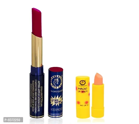 Colors Queen Non Transfer Long Lasting Matte Lipstick (Queen Red) With Lip Balm-thumb0