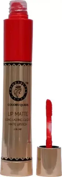 COLORS QUEEN Lip Matte 2in1 Long Lasting Gloss  Matte Lipstick (Indian Red, 13 ml)-thumb1