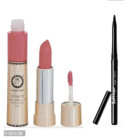 Colors Queen 2 in 1 Long Lasting Matte Lipstick (Queen Nude) With Soft Kajal