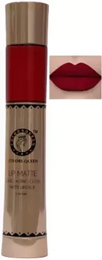 COLORS QUEEN Lip Matte 2in1 Long Lasting Gloss  Matte Lipstick (Karina maroon, 13 ml)-thumb1