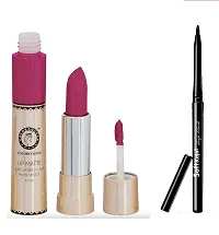 Colors Queen 2 in 1 Long Lasting Matte Lipstick (Glam Pink) With Soft Kajal-thumb1