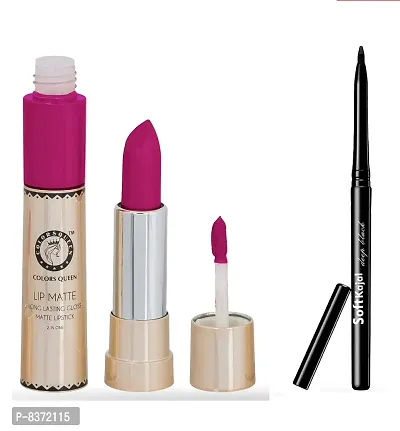 Colors Queen 2 in 1 Long Lasting Matte Lipstick (Sharbati) With Soft Kajal-thumb0