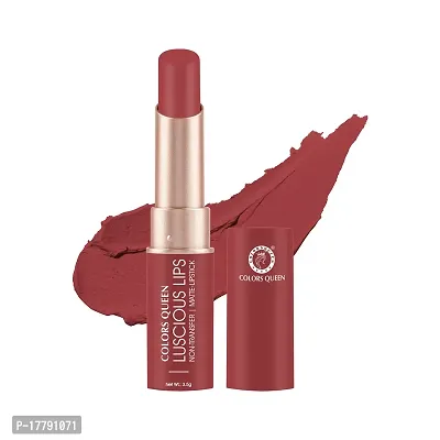 Colors Queen Luscious Lips - Non Transfer Creamy Matte Lipstick Highly Pigmented with Smooth Application Long Lasting Lipstick Waterproof Smudge Proof Lipstick for Women (Rouge - 3.5g)-thumb0