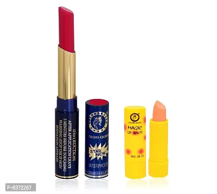 Colors Queen Non Transfer Long Lasting Matte Lipstick (Royal Red) With Lip Balm-thumb0