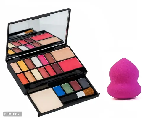 Colors Queen Make Up Studio Double Stack Cream Palette (FACE POWDER + HIGHLIGHTER + EYESHADOW ) With Puff Blender (Pack Of 2)