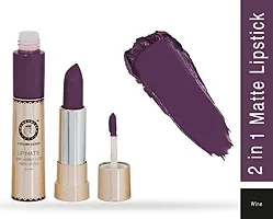 Colors Queen 2 in 1 Long Lasting Matte Lipstick (Wine) With Soft Kajal-thumb1