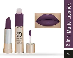 Colors Queen 2 in 1 Long Lasting Matte Lipstick (Nude + Wine) Pack of 2-thumb2