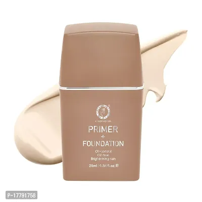 Colors Queen Oil Control Oil Free Primer + Foundation That Gives Natural and Brightening skin Waterproof foundation Long Lasting, Provides Non Sticky and Matte Finish Liquid Foundation For Oily Skin (Light Beige)-thumb0